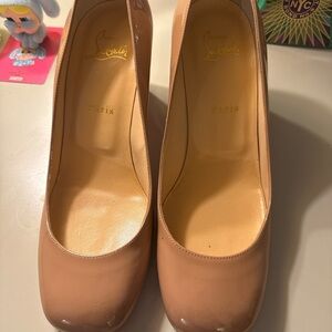 Christian Louboutin Nude Patent Round-Toe Pumps